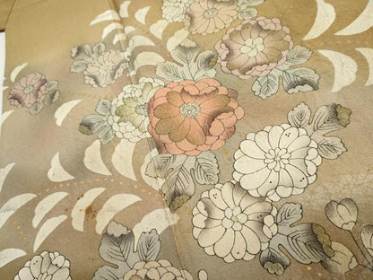 平和屋着物●訪問着 辻が花 暈し染め 金彩 銀通し地 正絹 逸品 AABF3024cs
