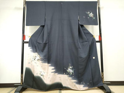 平和屋着物●訪問着 作家物 手描き 草花文 暈し染め 正絹 逸品 未使用 AABF3026cs