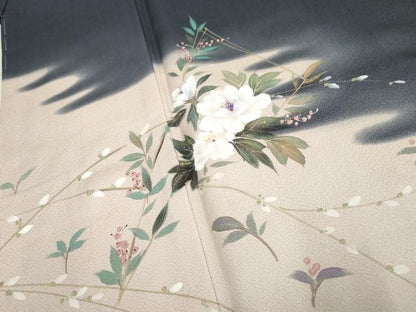 平和屋着物●訪問着 作家物 手描き 草花文 暈し染め 正絹 逸品 未使用 AABF3026cs