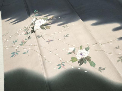 平和屋着物●訪問着 作家物 手描き 草花文 暈し染め 正絹 逸品 未使用 AABF3026cs