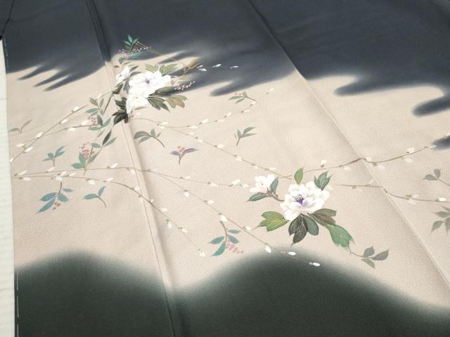 平和屋着物●訪問着 作家物 手描き 草花文 暈し染め 正絹 逸品 未使用 AABF3026cs