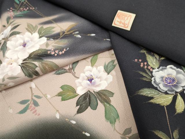平和屋着物●訪問着 作家物 手描き 草花文 暈し染め 正絹 逸品 未使用 AABF3026cs