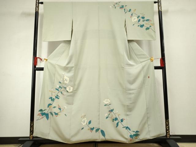 平和屋着物●京加賀糸目友禅作家 山崎巌 訪問着 枝花文 正絹 逸品 AABF3027cs