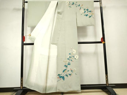 平和屋着物●京加賀糸目友禅作家 山崎巌 訪問着 枝花文 正絹 逸品 AABF3027cs