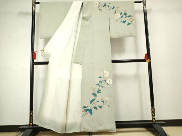平和屋着物●京加賀糸目友禅作家 山崎巌 訪問着 枝花文 正絹 逸品 AABF3027cs