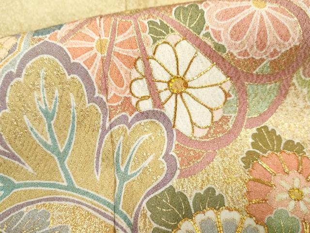 平和屋着物●訪問着 駒刺繍 地紙吉祥花松文 暈し染め 金彩 正絹 逸品 AABF3031cs