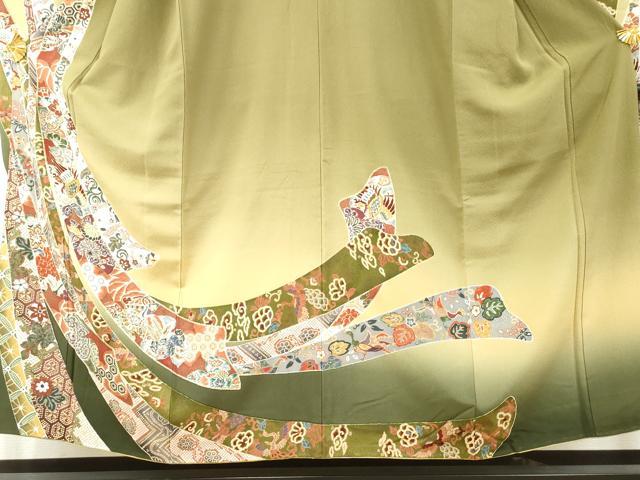 平和屋着物●豪華振袖 蔓帯鳳凰草花文 暈し染め 金彩 正絹 逸品 AABF3032cs