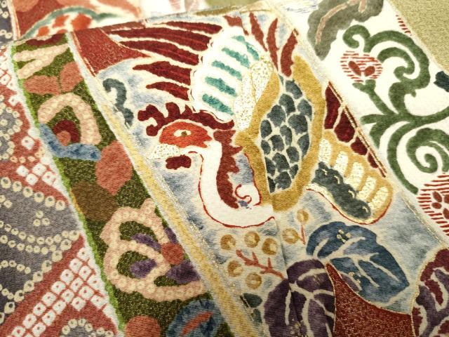 平和屋着物●豪華振袖 蔓帯鳳凰草花文 暈し染め 金彩 正絹 逸品 AABF3032cs
