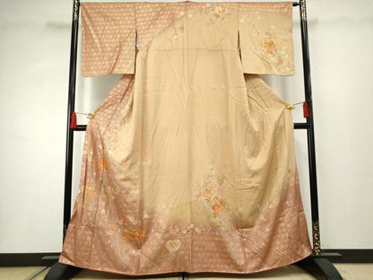 平和屋着物●訪問着 作家物 暈し染め 草花文 金彩 正絹 逸品 AABF3034cs