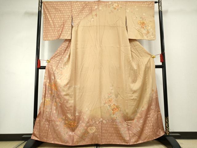 平和屋着物●訪問着 作家物 暈し染め 草花文 金彩 正絹 逸品 AABF3034cs