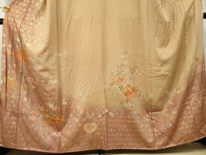 平和屋着物●訪問着 作家物 暈し染め 草花文 金彩 正絹 逸品 AABF3034cs