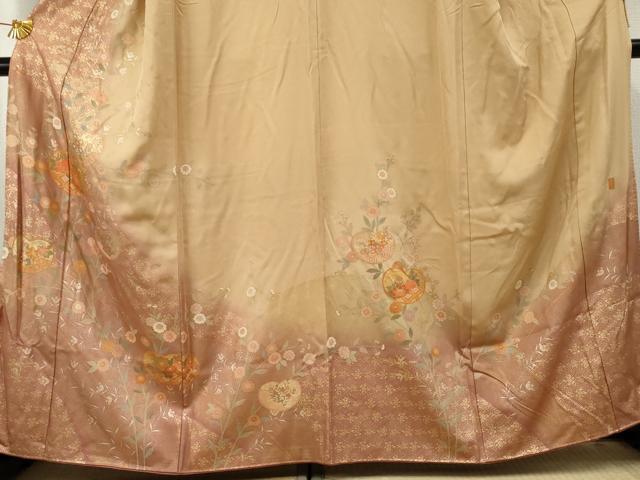 平和屋着物●訪問着 作家物 暈し染め 草花文 金彩 正絹 逸品 AABF3034cs