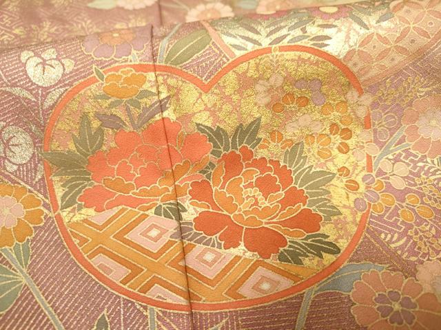 平和屋着物●訪問着 作家物 暈し染め 草花文 金彩 正絹 逸品 AABF3034cs