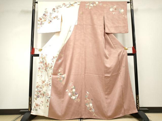 平和屋着物●訪問着 友禅 作家物 泰三 枝花文 正絹 逸品 AABF3036cs
