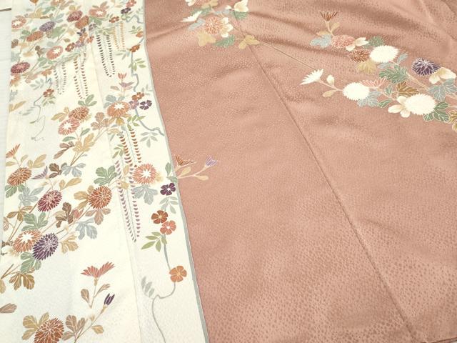 平和屋着物●訪問着 友禅 作家物 泰三 枝花文 正絹 逸品 AABF3036cs