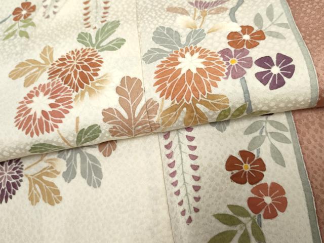 平和屋着物●訪問着 友禅 作家物 泰三 枝花文 正絹 逸品 AABF3036cs