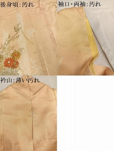 平和屋着物■訪問着 駒刺繍 絞り 飾花文 金彩 正絹 逸品 AABF3062ph