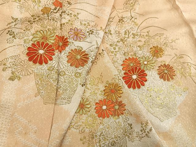 平和屋着物■訪問着 駒刺繍 絞り 飾花文 金彩 正絹 逸品 AABF3062ph