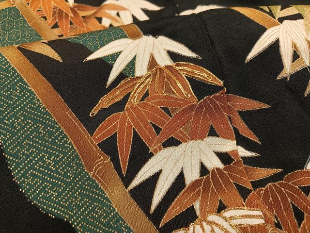 平和屋着物■豪華黒留袖 駒刺繍 笹文 金彩 正絹 逸品 AABF3065ph