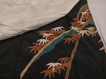 平和屋着物■豪華黒留袖 駒刺繍 笹文 金彩 正絹 逸品 AABF3065ph