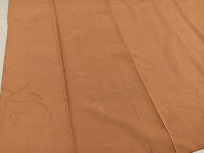 平和屋着物■上質な色無地 草花地紋 江戸茶色 お召縮緬 正絹 逸品 AABF3067ph