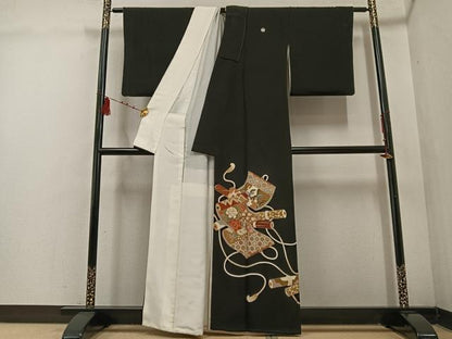 平和屋着物■豪華黒留袖 草花絵巻文 金彩 正絹 逸品 AABF3110ph