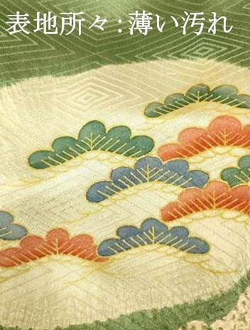 平和屋着物■訪問着 絞り 刺繍 山重ね松文 金彩 正絹 逸品 AABF3151fw
