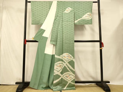 平和屋着物■訪問着 絞り 刺繍 山重ね松文 金彩 正絹 逸品 AABF3151fw