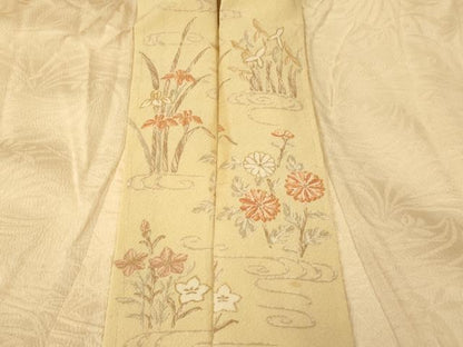 平和屋着物■長襦袢 無双仕立て 草花地紋 暈し染め 正絹 逸品 AABF3157fw