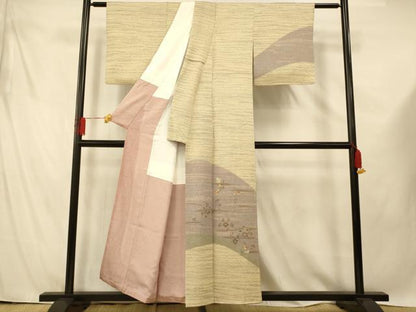 平和屋着物■訪問着 刺繍 花唐草文 金糸 金彩 正絹 逸品 AABF3158fw
