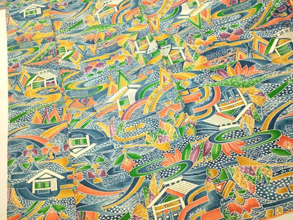 平和屋着物■上質な小紋 風景文 正絹 逸品 AABF3167fw