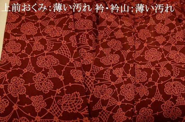 平和屋着物■上質な小紋 型染め 更紗花文 正絹 逸品 AABF3172fw