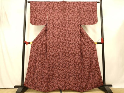 平和屋着物■上質な小紋 型染め 更紗花文 正絹 逸品 AABF3172fw