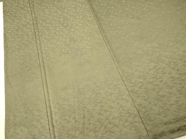 平和屋着物■上質な色無地 草葉地紋 老竹色 正絹 逸品 AABF3175fw