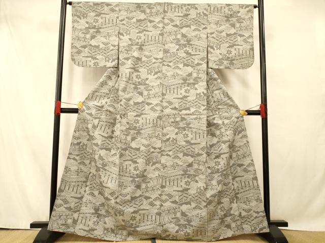 平和屋着物■上質な紬 風景文 正絹 逸品 AABF3180fw