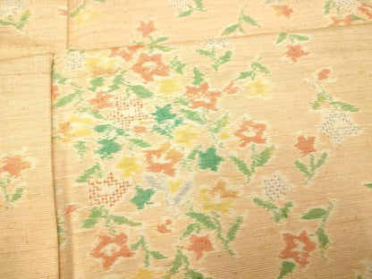 平和屋着物■上質な紬　草花文　正絹　逸品　AABF3182fw