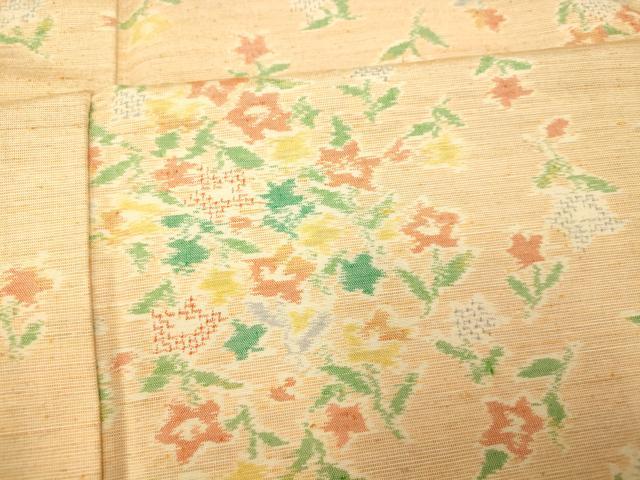 平和屋着物■上質な紬　草花文　正絹　逸品　AABF3182fw