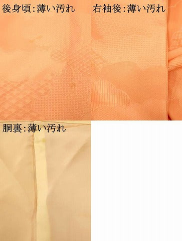 平和屋着物■上質な色無地 吉祥雲取り地紋 一斤染色 正絹 逸品 AABF3192fw