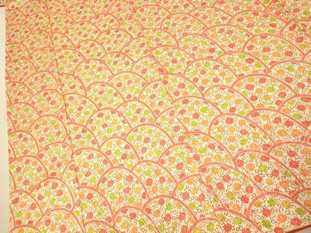 平和屋着物■上質な小紋 花唐草青海波文 正絹 逸品 AABF3198fw