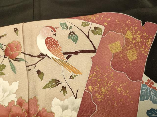 平和屋着物■豪華黒留袖　花鳥宝尽くし文　金彩　正絹　逸品　AABF3200fw