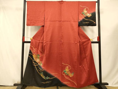 平和屋着物■訪問着 短冊草花文 暈し染め 金銀彩 正絹 逸品 AABF3202fw