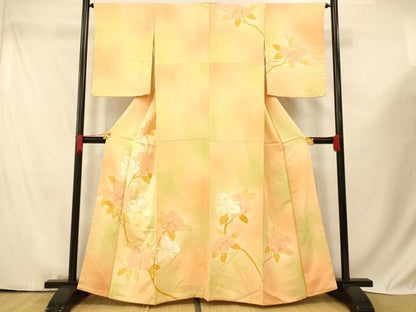 平和屋着物■訪問着 駒刺繍 枝花文 暈し染め 金彩 正絹 逸品 AABF3203fw
