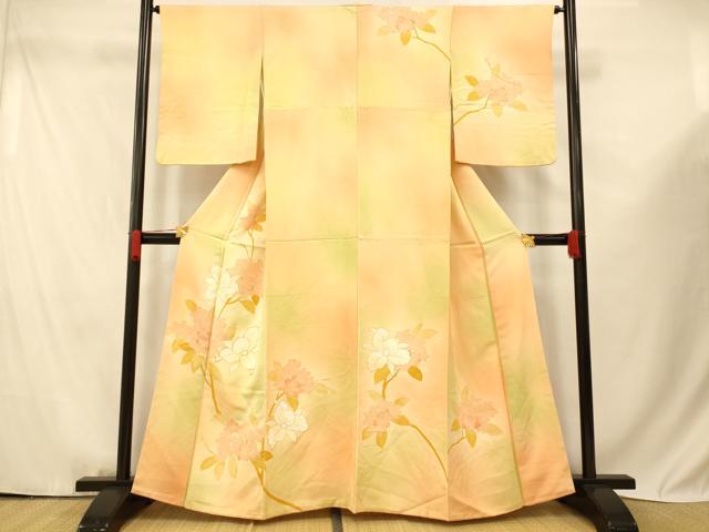 平和屋着物■訪問着 駒刺繍 枝花文 暈し染め 金彩 正絹 逸品 AABF3203fw