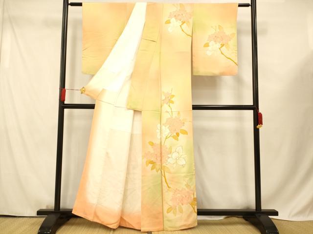 平和屋着物■訪問着 駒刺繍 枝花文 暈し染め 金彩 正絹 逸品 AABF3203fw