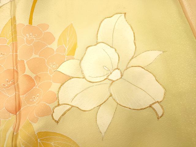 平和屋着物■訪問着 駒刺繍 枝花文 暈し染め 金彩 正絹 逸品 AABF3203fw