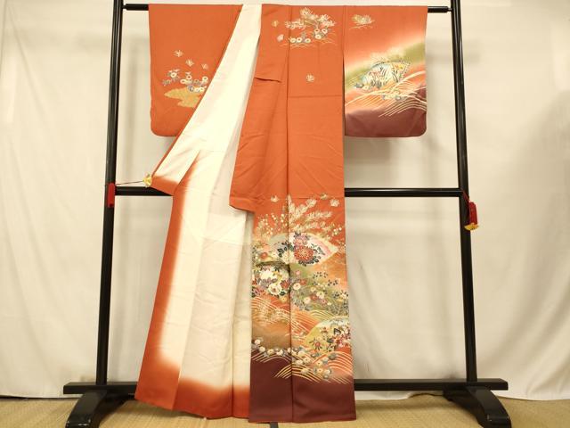 平和屋着物■訪問着 花鳥地紙吉祥文 暈し染め 金彩 正絹 逸品 AABF3207fw