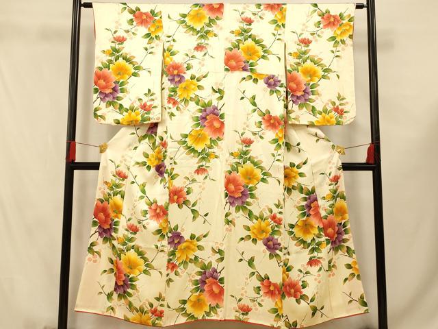 平和屋着物■上質な小紋 枝花文 金彩 正絹 逸品 AABF3208fw
