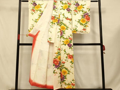 平和屋着物■上質な小紋 枝花文 金彩 正絹 逸品 AABF3208fw