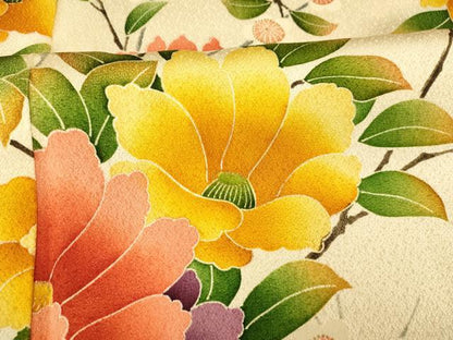 平和屋着物■上質な小紋 枝花文 金彩 正絹 逸品 AABF3208fw