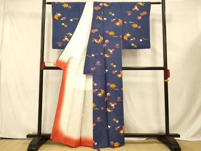 平和屋着物■上質な小紋 草花文 金彩 正絹 逸品 AABF3221fw